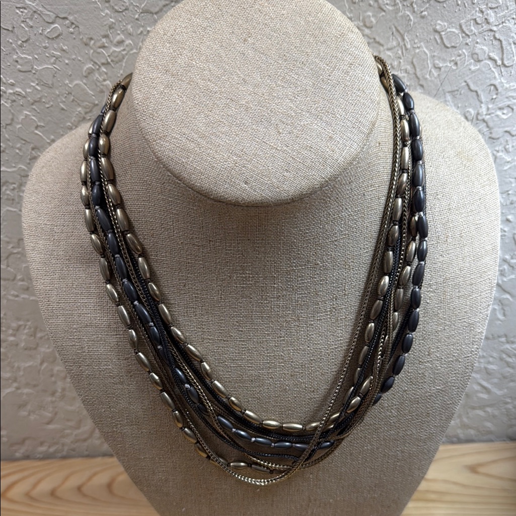 Elegant Multi-Strand Necklace In Gold And Black